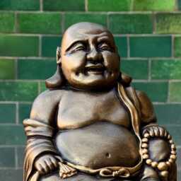 Smiling Buddha Figurine Concrete Sculpture Outdoor Statue Large Guardian Art Chinese Decoration Buddha Lover Gift - thumbnail 4