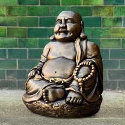 Smiling Buddha Figurine Concrete Sculpture Outdoor Statue Large Guardian Art Chinese Decoration Buddha Lover Gift - thumbnail 2