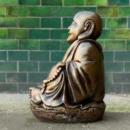 Smiling Buddha Figurine Concrete Sculpture Outdoor Statue Large Guardian Art Chinese Decoration Buddha Lover Gift - thumbnail 3