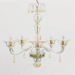 Hand Blown Murano Glass Chandelier With 24K Gold - Modern Italian Lighting - thumbnail 1