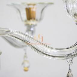 Hand Blown Murano Glass Chandelier With 24K Gold - Modern Italian Lighting - thumbnail 3