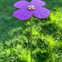 Aubretia Flower Stem - Purple, Anodised Aluminium, Garden Art Sculpture - thumbnail 2