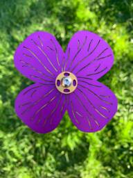 Aubretia Flower Stem - Purple, Anodised Aluminium, Garden Art Sculpture - thumbnail 1