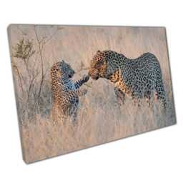 Leopard & Cub Nature Photography Canvas Wall Art For Home Office Decor - thumbnail 1