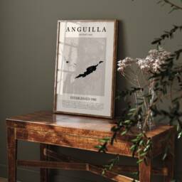 Anguilla Map Vintage Abstract Wall Art Print Picasso + Matisse Inspired Travel Poster - thumbnail 1