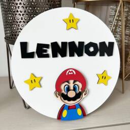 Wooden Super Mario Personalised Name Room Door Plaque/Sign - Boys Gaming Bedroom Decor - thumbnail 3