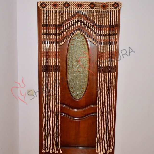 Handmade Wood Bead Door Curtain Bohemian Decor - image 1
