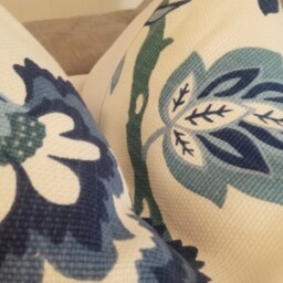 Floral Pillow Cover Blue Green White Cotton Toss - thumbnail 2