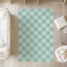 Checkered Blue Green Aqua - Rug, Carpet, Kids Decor, Children's Room Decor, Kids Carpet - thumbnail 2