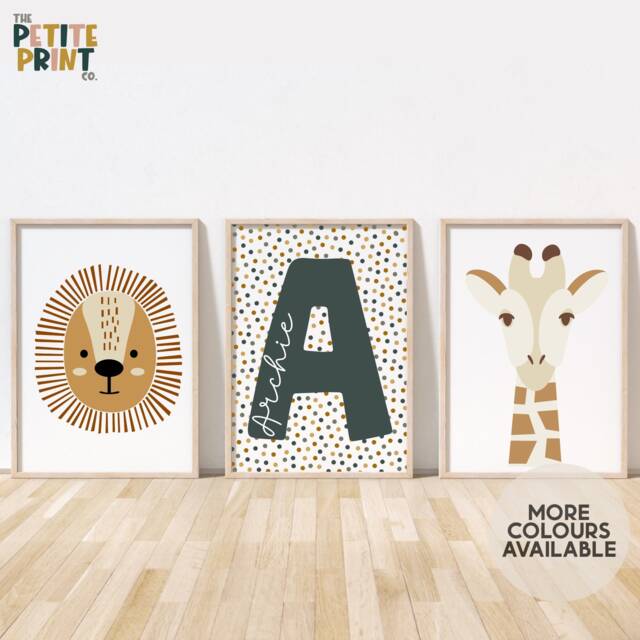 Safari Print Set - Lion & Giraffe Prints Jungle Nursery Playroom Poster Unframed - image 1