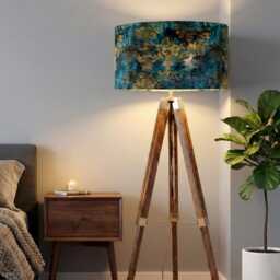 Handmade By Order Luxury Antique Rust Teal & Gold Grunge Pattern Drum Velvet Lamp Shade Pendant Light All Shapes Sizes - thumbnail 2