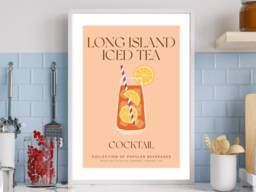 Long Island Iced Tea Cocktail Art Print Poster - Party Signature Drink Sign Wall Decor Minimalist Elegant Retro Gift A5 A4 A3 - thumbnail 1