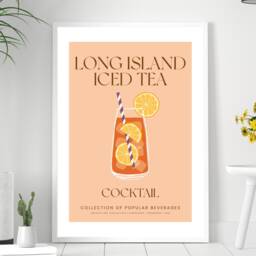 Long Island Iced Tea Cocktail Art Print Poster - Party Signature Drink Sign Wall Decor Minimalist Elegant Retro Gift A5 A4 A3 - thumbnail 3