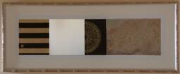 Modern Beige & Black Ornament Art Print With Mirror - 30x90cm