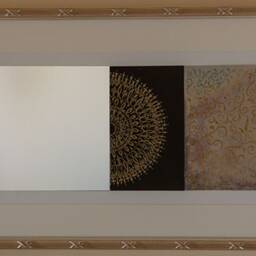 Modern Beige & Black Ornament Art Print With Mirror - 30x90cm - thumbnail 2