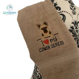 German Shepherd Dog Towel - Personalised Face Cloth/Hand Bath Embroidered - thumbnail 1
