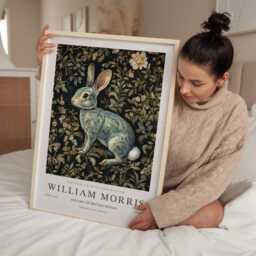 William Morris Print, Art, Exhibition Poster, Woodland Nursery Decor, Forest Rabbit UK - thumbnail 2