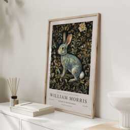 William Morris Print, Art, Exhibition Poster, Woodland Nursery Decor, Forest Rabbit UK - thumbnail 3