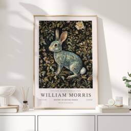 William Morris Print, Art, Exhibition Poster, Woodland Nursery Decor, Forest Rabbit UK - thumbnail 1