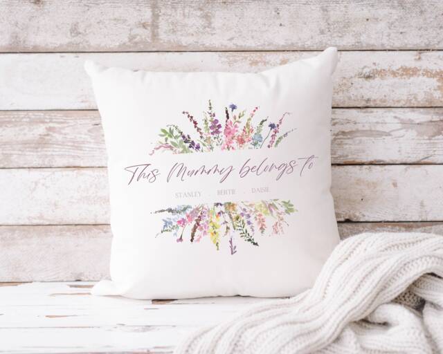 Mum Cushion - Gift Mothers Day Pillow Nanny Grandma This Nanny Belongs To Personalised Family Floral Design - image 1