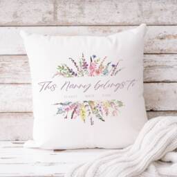 Mum Cushion - Gift Mothers Day Pillow Nanny Grandma This Nanny Belongs To Personalised Family Floral Design - thumbnail 2