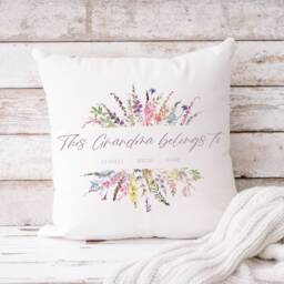 Mum Cushion - Gift Mothers Day Pillow Nanny Grandma This Nanny Belongs To Personalised Family Floral Design - thumbnail 3