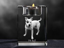 American Pit Bull Terrier, Crystal Candlestick With Dog, Souvenir, Decoration, Limited Edition, Collection - thumbnail 1