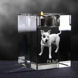 American Pit Bull Terrier, Crystal Candlestick With Dog, Souvenir, Decoration, Limited Edition, Collection - thumbnail 2