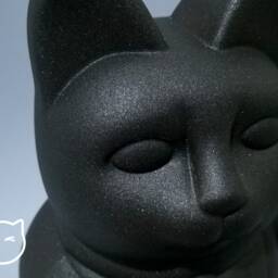 Graphite Textured Lucky Cat Hand Painted Maneki Neko - 7 Inch - thumbnail 2