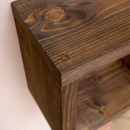 Wall-Mounted Nightstand/Wooden Bedside Table Chunky Rustic Design - thumbnail 2