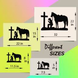 In-Style Decals Wall Vinyl Decal Home Decor Art Sticker Cowgirl Praying Kneeling Cross Horse Western Woman Girl Removable Mural Design 448 - thumbnail 2