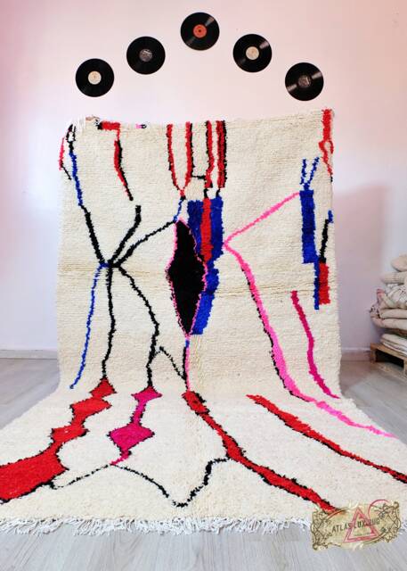 Colorful Beni Ourain Rug, Teppich, Rug , Moroccan - Customized Berber Carpet Boho & Abstract Wool Multicolor Custom - image 1