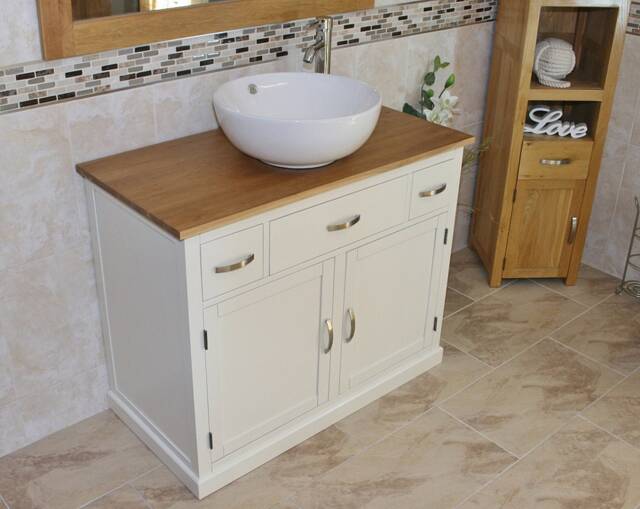Bathroom Vanity Unit - White Cabinet Wash Stand With Ceramic Basin 1161Pcbc - image 1