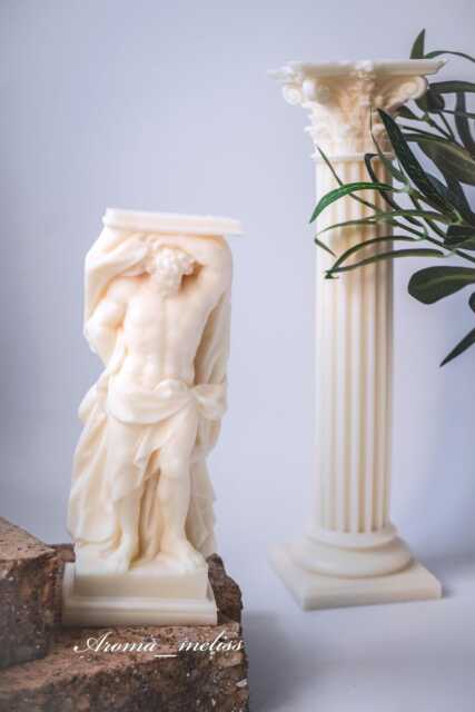 Handmade Atlas Statue Candle Soy Beeswax Greek Mythology Decor - image 1