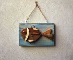Wooden Wall Fish, Fishing Gift For Men, Lake House Decor, Fish Rustic Fish Beach Nautical Art - thumbnail 1