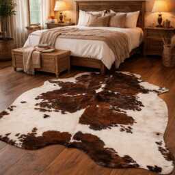 Tricolor Cowhide Rug/ Size - 7'x6' Ft, 6'x5' Ft/ Premium Quality Rug - thumbnail 3