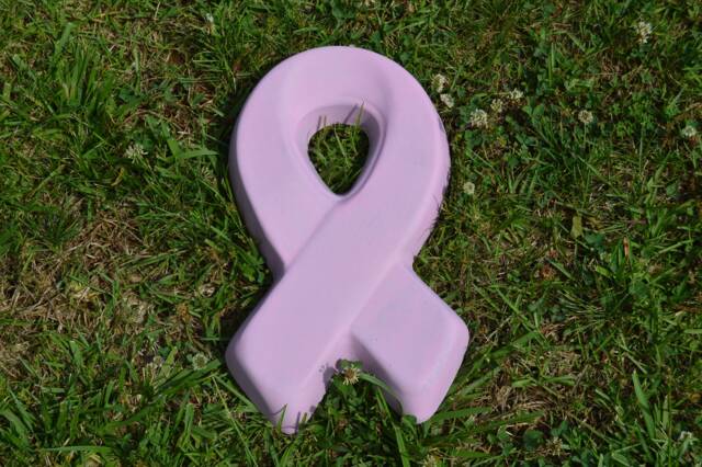 Solid Concrete Cancer Awareness Ribbon Statue Memorial - image 1