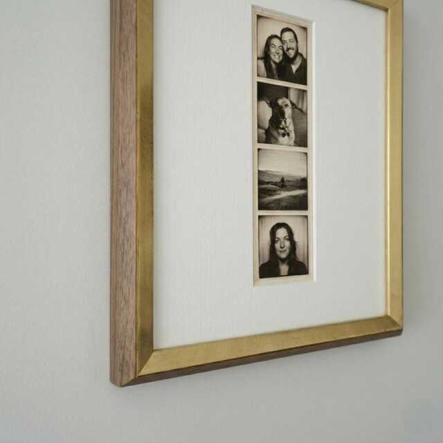 8x10 Photobooth Strip Picture Frame, Walnut & Gold Fillet Mid Century Modern - image 1