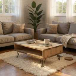 Reclaimed Industrial Scaffold Wood Hairpin Legs Coffee Table/Tv Stand Unit - Coffee - thumbnail 3