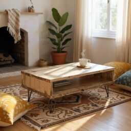 Reclaimed Industrial Scaffold Wood Hairpin Legs Coffee Table/Tv Stand Unit - Coffee
