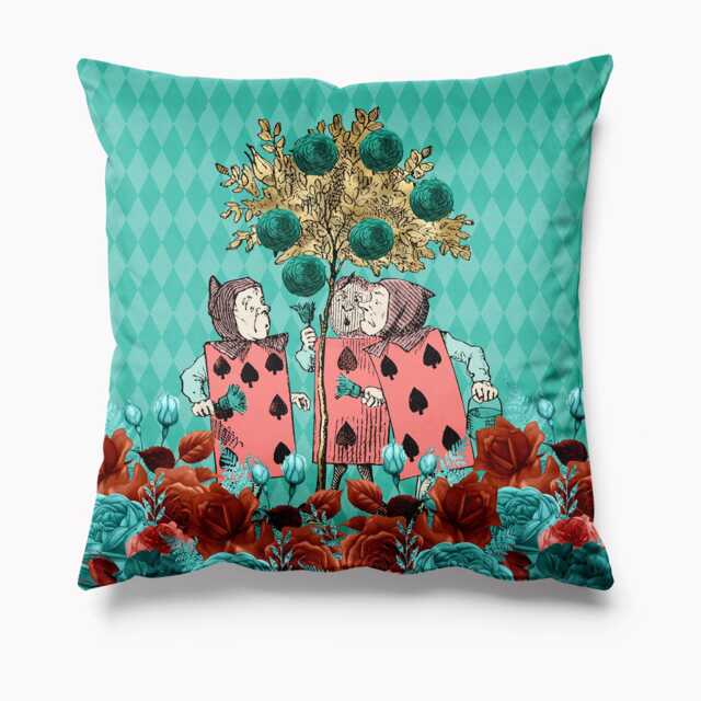 Outdoor Garden Cushion - Alice in Wonderland Teal Duchess Waterproof Water Resistant Pillows 18 - image 1