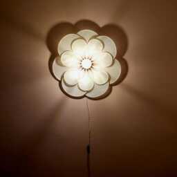 14 Petal Linen & Rattan Flower Wall Light - Chandelier Lamp Handcrafted - thumbnail 4