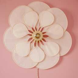 14 Petal Linen & Rattan Flower Wall Light - Chandelier Lamp Handcrafted - thumbnail 3