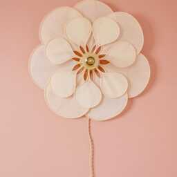 14 Petal Linen & Rattan Flower Wall Light - Chandelier Lamp Handcrafted - thumbnail 2