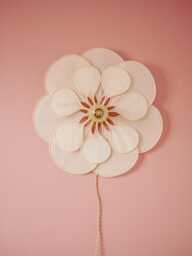 14 Petal Linen & Rattan Flower Wall Light - Chandelier Lamp Handcrafted