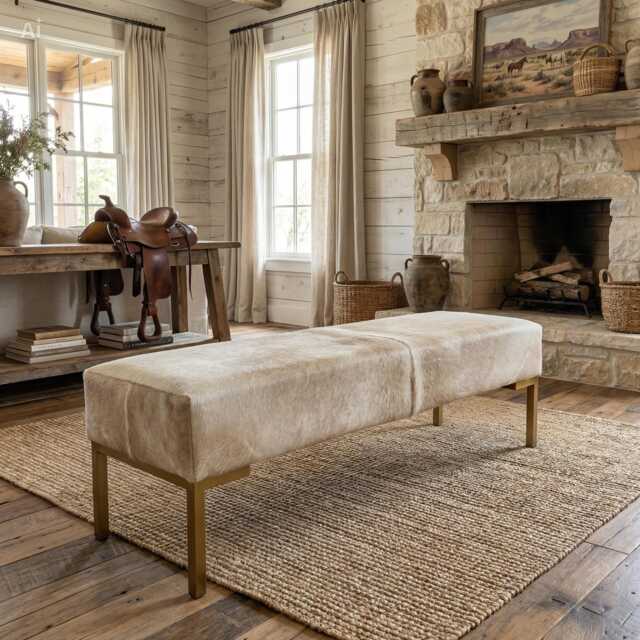 Premium Cowhide Ottoman/Bench - Custom Made Free Shipping Lfb48 - image 1