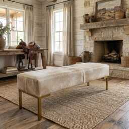 Premium Cowhide Ottoman/Bench - Custom Made Free Shipping Lfb48