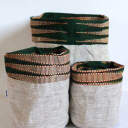 "Wax & Linen Pot Cover ""Asamankese" - thumbnail 3