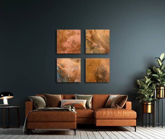 Copper Pictures, Custom Wall Art, Patinated Decor, Square Decoration, Patina Copper, Lofty Design, Gift - image 1