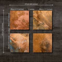 Copper Pictures, Custom Wall Art, Patinated Decor, Square Decoration, Patina Copper, Lofty Design, Gift - thumbnail 4